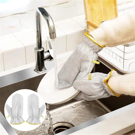 Cut-Resistant Steel Wire Dishwashing Gloves (Pack of 2)